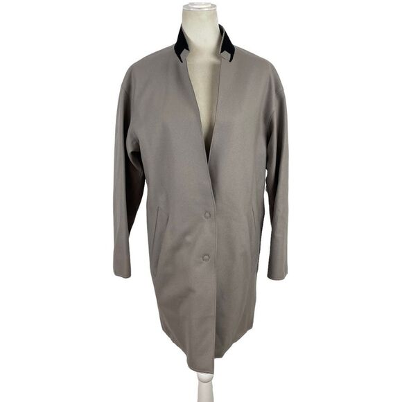 New Rag & Bone Clifton Virgin Wool Snap Coat Jacket Light Grey Size 4 Preppy Job - Picture 2 of 16